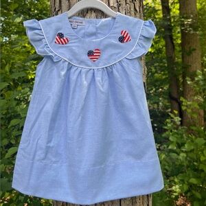 NWOT Sweet Dreams Light Blue Dress with Patriotic Heart Appliqués